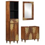 Set de mobilier pentru baie cu ușă 3 pcs Maro 62 x 33 x 58 cm GartenMobel Dekor