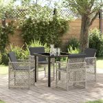 Set de masă pentru grădină 5 pcs Gri deschis poliratan GartenMobel Dekor