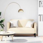 Canapea Loveseat crem 109 cm țesătură velur GartenMobel Dekor