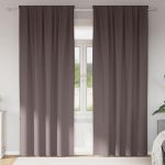 Perdele cu perdele 2 pcs Maro închis Poliester GartenMobel Dekor