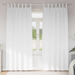 Perdele cu perdele 2 pcs Alb pur Poliester GartenMobel Dekor
