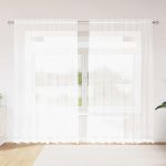 Perdele cu perdele Floral Alb 200 x 240 cm Poliester GartenMobel Dekor