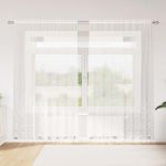 Perdele cu perdele Floral Alb 200 x 240 cm Poliester GartenMobel Dekor