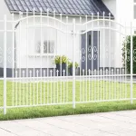 Gard de grădină Alb 190 cm Oțel vopsit în pulbere GartenMobel Dekor