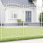 Gard de grădină Alb 215 cm Oțel vopsit în pulbere GartenMobel Dekor