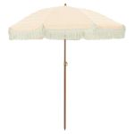 Umbrelă de soare Galben și alb Ø 160 x 195 cm Oțel GartenMobel Dekor