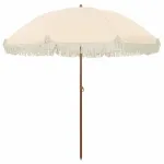 Umbrelă de soare Galben și alb Ø 205 x 209 cm Oțel GartenMobel Dekor