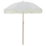 Umbrelă de soare Gri și alb Ø 160 x 195 cm Oțel GartenMobel Dekor