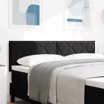 Tăblie cap Pe perete Geometric Manual Negru 144 cm Catifea GartenMobel Dekor