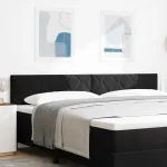 Tăblie cap Pe perete Geometric Manual Negru 200 cm Catifea GartenMobel Dekor