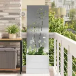 Ghiveci de Grădină cu Panou Decorativ Argintiu 50 x 140 cm GartenMobel Dekor