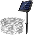 Ghirlanda luminoasa cu incarcare solara, 200 LED-uri, 22 metri, 8 functii, alb rece Household NewTrend
