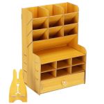Organizator pentru birou, din lemn, cu 15 compartimente si sertar Household NewTrend