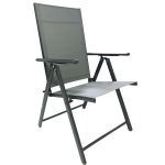 Scaun metalic de gradina, pliant, cu spatar reglabil, din otel, 60x58x100cm, gri Household NewTrend