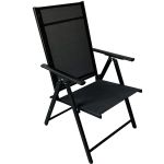 Scaun metalic de gradina, pliant, cu spatar reglabil, din otel, 60x58x100cm, negru Household NewTrend
