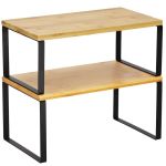 Set 2 rafturi de bucatarie suprapozabile, pentru ustensile sau condimente, 20x34x16cm, natur si negru Household NewTrend