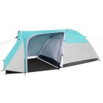 Cort plaja sau camping, impemeabil, cu terasa, 4 locuri, 175x310x130cm, gri albastru Household NewTrend