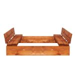 Lada din lemn pentru nisip, cu 2 bancute transformabile in capac, 120x120cm Household NewTrend