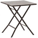 Masa de plastic pliabila, pentru gradina sau balcon, 62x62x73cm, maro imitatie lemn Household NewTrend
