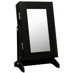 Dulapior de toaleta cu oglinda si spatiu de depozitare bijuterii, 21x36x15cm, negru Household NewTrend