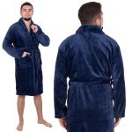 Halat de baie pentru barbati pana la genunchi, marimea XXL, albastru marin Household NewTrend