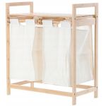 Cos de rufe din bambus si blat din lemn, 2 cosuri din panza, 64x73x33cm, natur Household NewTrend