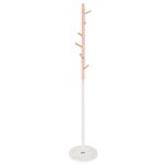 Cuier tip pom din metal, baza marmura, 6 agatatoare, 172cm, alb si maro Household NewTrend