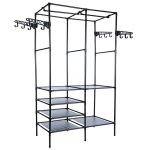 Stand de haine cu polite si tije pentru agatarea umeraselor, 85x44x174cm, negru Household NewTrend