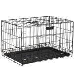 Cusca pentru animale, 2 usi, Pliabila din metal, XL, Negru, 93x67x56 cm Household NewTrend