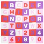 Covor din spuma pentru copii, tip puzzle cifre si litere, 36 piese, 175×175 cm, multicolor Household NewTrend
