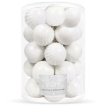 Set globuri de Craciun, 20 bucati, 5 modele, 6cm, alb Household NewTrend