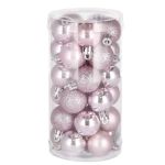 Set globuri de Craciun, 30 bucati, 4 modele, 3cm, roz Household NewTrend