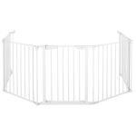 Bariera de protectie pentru copii, 318x75 cm, alba – 5 panouri, poarta cu blocare, montaj pe perete Household NewTrend