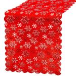 Fata de masa pentru decor, cu motive de Craciun, din stofa, 34x187cm, rosu Household NewTrend