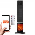 Semineu electric, 2000W, 2 trepte, cu termostat si telecomanda, timer, dispay LED, WiFi Household NewTrend