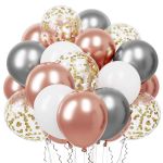 Set 50 baloane pentru petrecere, 40cm, alb, argintiu, roz Household NewTrend
