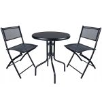 Set mobilier gradina Sersimo Oneiro, 2 scaune pliabile, 1 masa, negru Household NewTrend