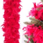 Ghirlanda pentru decor sau bradul de Craciun, model puf si pene, rosu intens, 180cm Household NewTrend