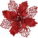 Set 10 ornamente pentru bradul de Craciun, stea Poinsettia, 16cm, visiniu Household NewTrend