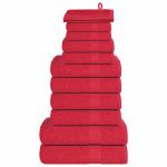 Set prosoape 12 piese rosu 360 g/m² 100% bumbac GartenMobel Dekor