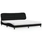 Pat cu saltea, negru, 200x200 cm, textil GartenMobel Dekor