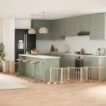 Poartă de câini pliabilă cu ușă, 15 panouri, 750 cm, lemn plop GartenMobel Dekor