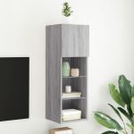 Comodă TV cu lumini LED, gri sonoma, 30,5x30x90 cm GartenMobel Dekor