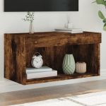 Comodă TV cu lumini LED, stejar fumuriu, 60x30x30 cm GartenMobel Dekor