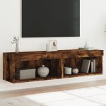 Comode TV cu lumini LED, 2 buc., stejar fumuriu, 60x30x30 cm GartenMobel Dekor