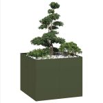 Jardinieră verde măsline 100x100x80 cm oțel GartenMobel Dekor