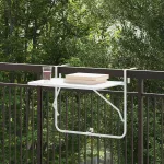 Masă Suspendată pentru Balcon Alb 60 x 39 x 65 cm Oțel GartenMobel Dekor