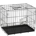 Cusca pentru animale, 2 usi, Pliabila din metal, M, Negru, 50x42x34 cm Household NewTrend