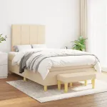 Pat box spring cu saltea, crem, 120x200 cm, textil GartenMobel Dekor