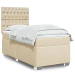 Pat box spring cu saltea, crem, 80x200 cm, textil GartenMobel Dekor